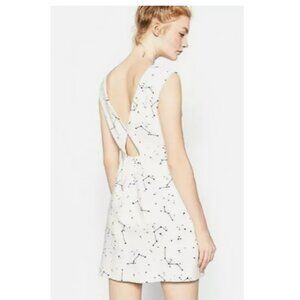 Zara Trafaluc White Constellations Starry Sky Cut Out V-back Summer Mini Dress